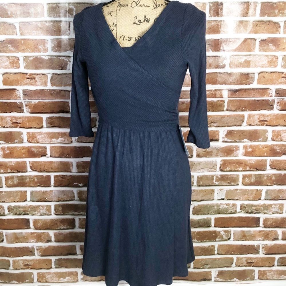 The Vanity Room 3/4 SLV Sweater Knit Dress Sz S